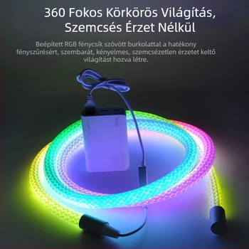 LED 360° kerek neon hálós mintázatú fénycsík készlet USB Bluetooth alkalmazásvezérléssel a hangulatos megvilágításhoz
