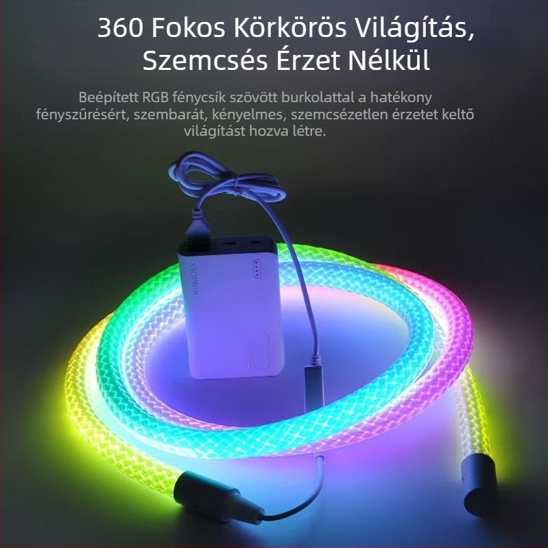 LED 360° kerek neon hálós mintázatú fénycsík készlet USB Bluetooth alkalmazásvezérléssel a hangulatos megvilágításhoz