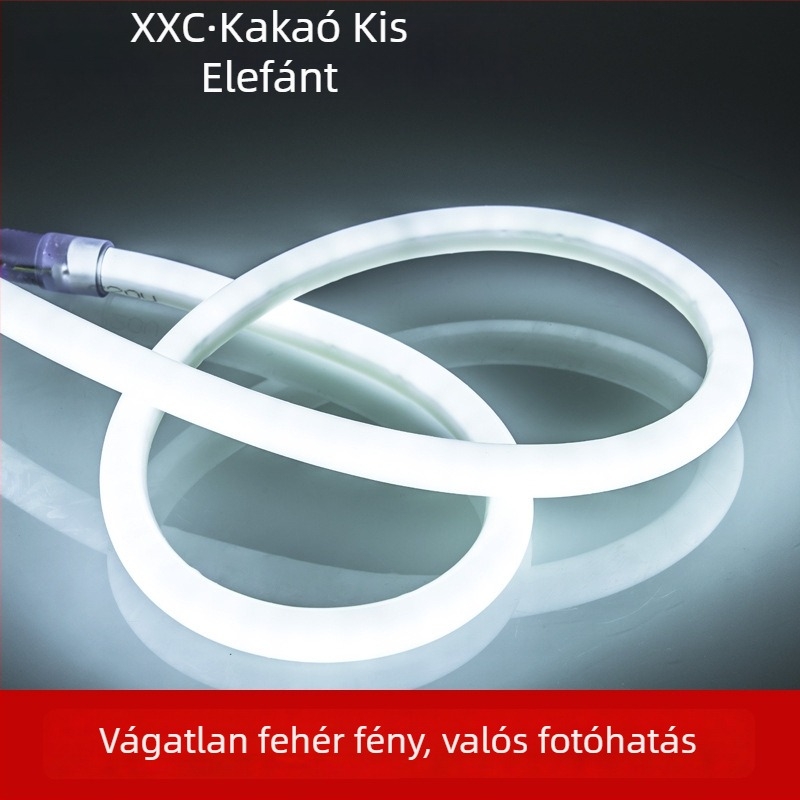Rugalmas LED-neon lámpa kör reklámtáblához, vízálló, fehér fény, 220V, 2835 LED, szekrényhez
