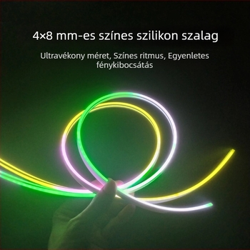 Személyre szabott 0408 szilikon vízálló neon világító szalag, rendkívül keskeny 4x8 mm, rugalmas hangulatvilágító LED szalag 144 LED-del, 12V