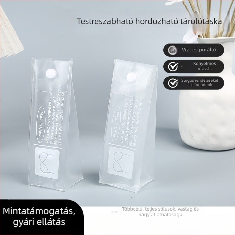 Átlátszó PVC kozmetikai tároló táska 3D háromszög alakú zárással, egyedi logóval