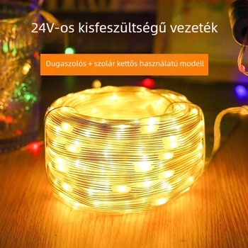 Bőr szálú LED sorfények kültéri dekorációhoz, napelemes fények fákhoz, LED dekorációs világítás