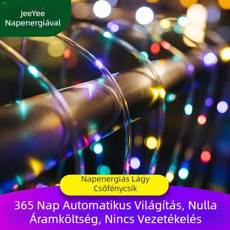 Napelemes LED fényfüzér vízvezetékhez, kültéri IP44 vízálló, színes villanó fények, kerthez, udvarhoz, esküvőhöz, háromszínű fénycsík