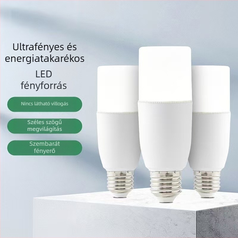 LED energiatakarékos, ultra‑fényes szemvédő otthoni lámpa E27 nagy csavaros foglalattal, hengeralakú égő hálószobába és a nappaliba, fehér és meleg fény