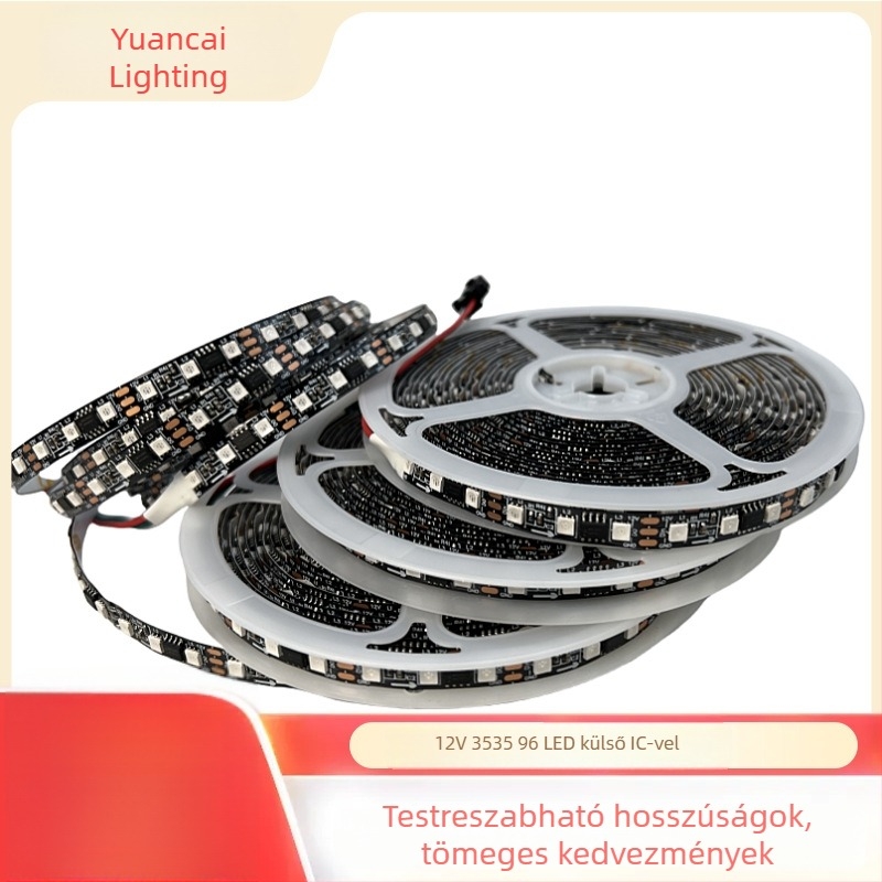 3535 RGB LED-szalag, 12V, 8 mm szélesség, 120 LED, rugalmas beltéri hangulatvilágítás, dimmelhető, élettartam 50 000 óra
