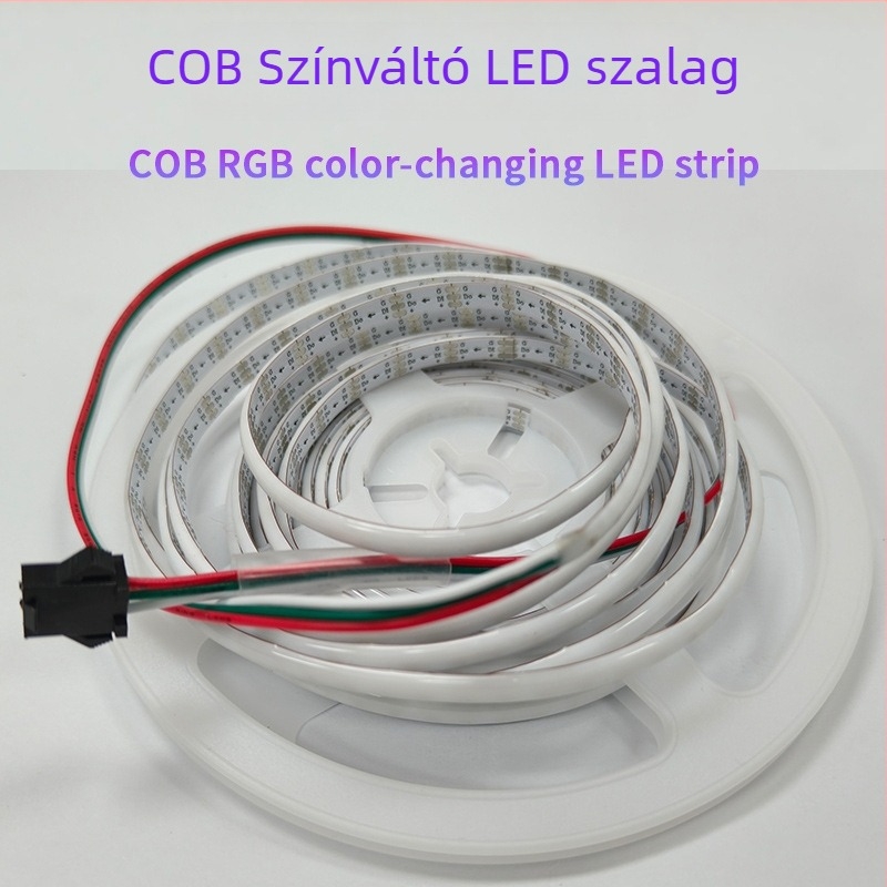 COB színváltó LED-szalag, 5 m hosszú, 6 mm széles, elérhető 3/4/5 mm szélességek, 120/160/200 LED, WS2812, 5V, modell 0807