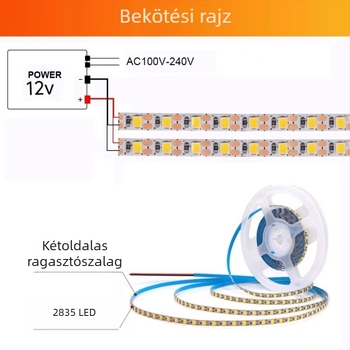24V-os LED-szalag, alacsony feszültségű, öntapadós belső mennyezeti lineáris világítás nappaliba, felfelé világító