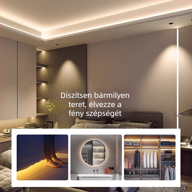 24V-os LED-szalag, alacsony feszültségű, öntapadós belső mennyezeti lineáris világítás nappaliba, felfelé világító