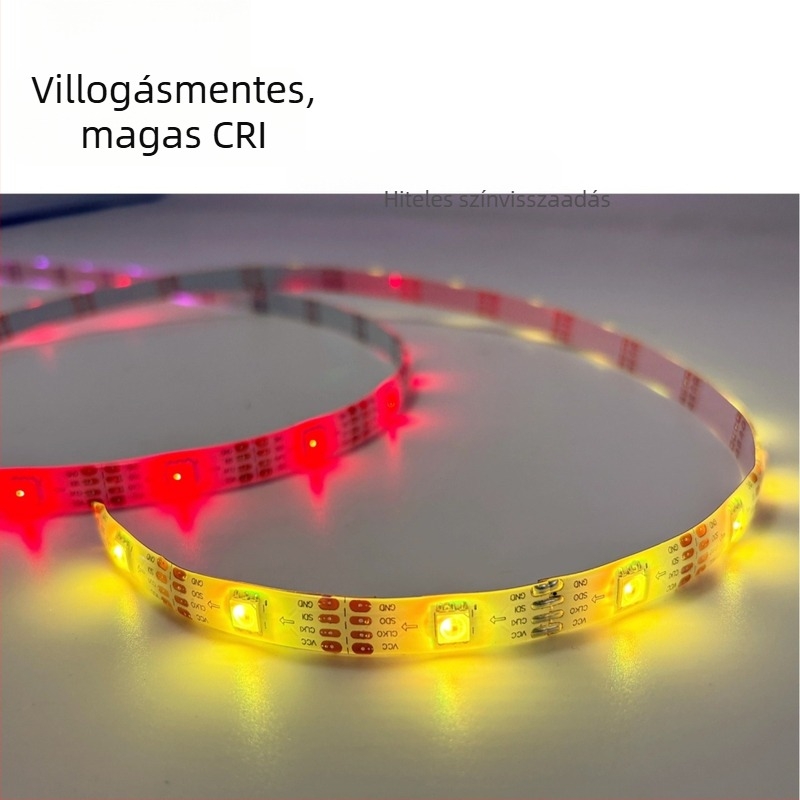 IP65 felületre szerelt SK9822 RGB LED-szalag, 30 LED-del, 5V, dekoratív, dinamikus fényekkel 5050 RGB
