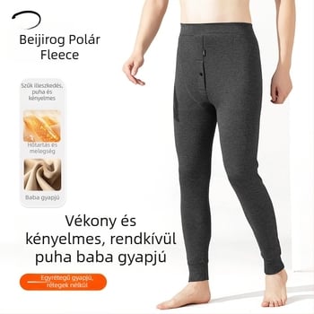 Férfi melegítő nadrág fleece-b Béléses, téli alapréteg, karcsú szabású, nagy méret