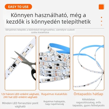 RGB külső IC színváltó LED-szalag, 12V/24V, fekete beépített profil, rendezvényekhez hangulatvilágítás