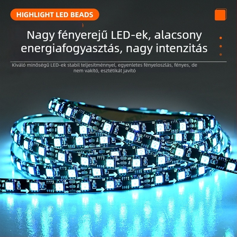 RGB külső IC színváltó LED-szalag, 12V/24V, fekete beépített profil, rendezvényekhez hangulatvilágítás