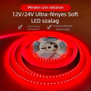 LED lágy fényű szalag, jégkék, 12V, 2835 LED-ek, 120 LED, beltéri világítás