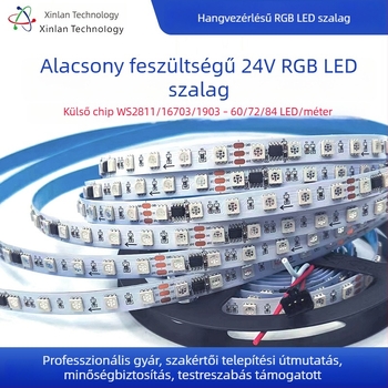 24V programozható LED-szalag WS2811/1903/16703 IC-vel, 60/72/84 LED-del, környezeti fény-érzékelő, 5 m hosszú tekercs, 10 mm széles, nem vízálló