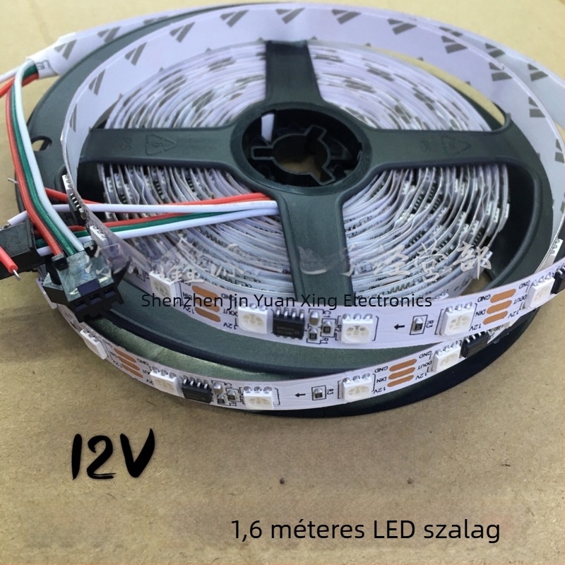 WS2811 IC külső üres PCB RGB LED-szalag, 12V, 5050 RGB, programozható, 60 LED