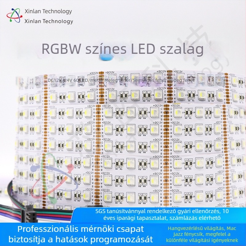 RGBW LED-szalag 5050, négy az egyben, alacsony feszültségű 12V/24V, 5 m hosszú