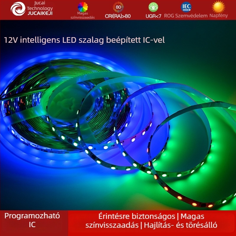 TM1934A 5050 RGB LED-szalag külső IC-vel, programozható teljes színű világítás, megszakítás utáni visszaállítás funkció