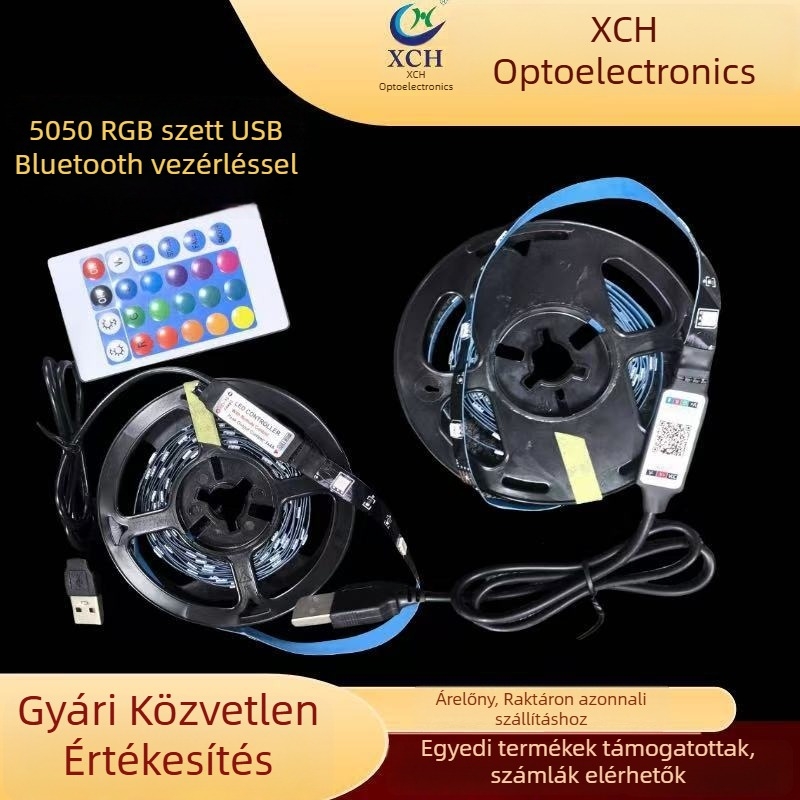 5V-os alacsony feszültségű LED szalag készlet 5050 RGB atmoszférikus fénycsík Bluetooth távirányítóval