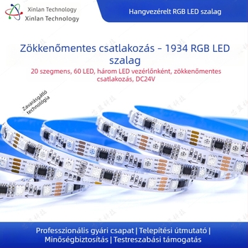 24V RGB LED-szalag, 60 LED, 20 szegmens, intelligens programozás, bárhoz, KTV-hez és otthonra
