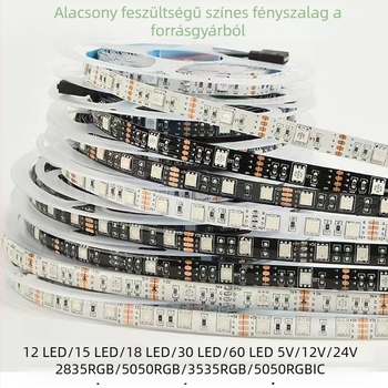 RGB LED fénycsík, hajlékony, színváltó világítás, 5V/12V/24V/36V, hálószobához, nappalihoz, udvarhoz és TV-háttérhez