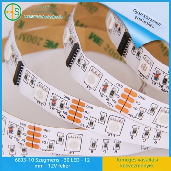 5050 RGB címkézhető LED-szalag 12V, 6803IC, nagy fényerő, színváltó, folyó vízesés effekt