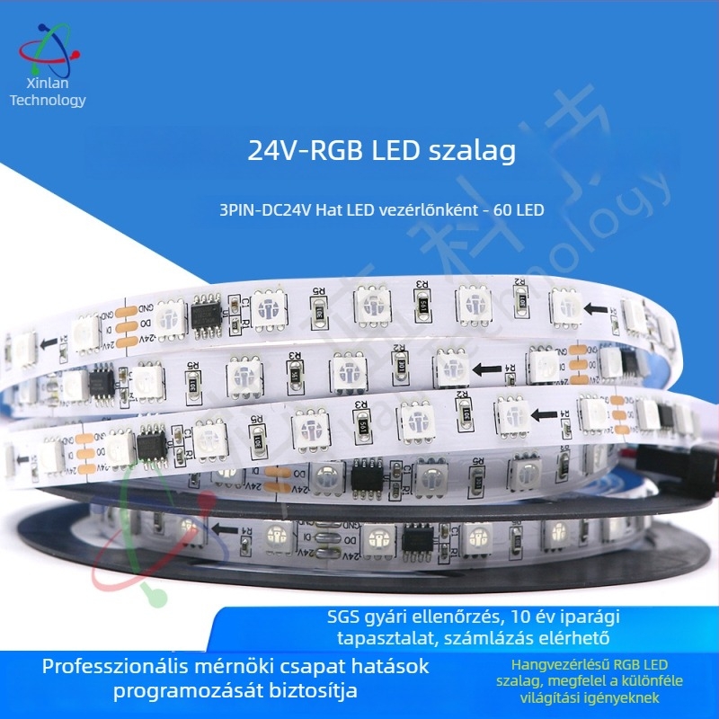 24V RGB LED-szalag programozható WS2811/1903/16703 IC-kkel, 60/72/84 LED