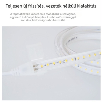 Vulkanizált bevonatú LED-szalag, 220V, 2835, 120 LED, 60 LED/m, 4000K semleges fehér, nagy fényerő, nem vízálló