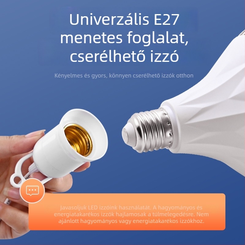 Otthoni LED-lámpa vezetékes, E27-es foglalat, energiatakarékos, ultra‑fényes kültéri lámpa kapcsolóval