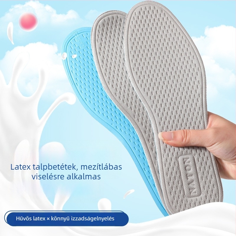 Nyári latex talpabetét, könnyű, légáteresztő, szagtalanító, izzadságot felszívó, csúszásmentes, puha talp, kényelmes férfiaknak és nőknek