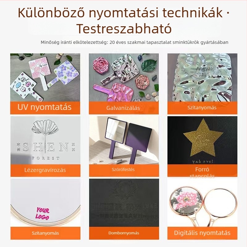 Összecsukható sminktükör, női asztali tükör állvánnyal, PU bőr kozmetikai tükör, hordozható