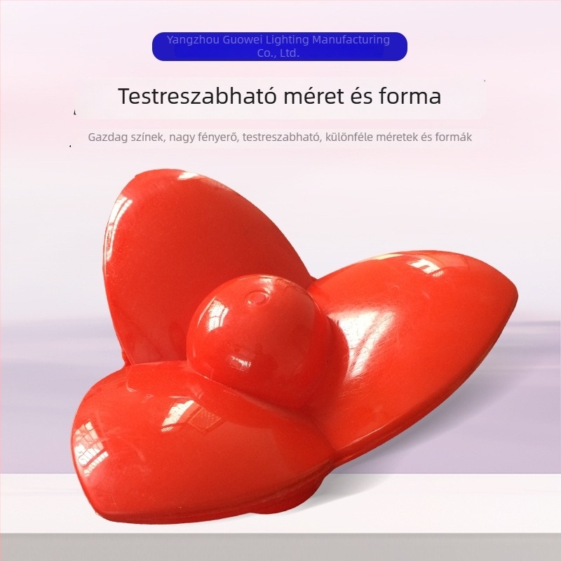 Piros műanyag lámpabúra kültéri kertvilágításhoz – háromszög alakú szilva virág motívummal