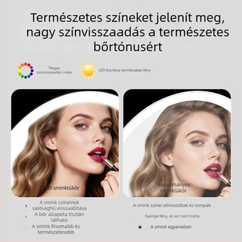 LED világított sminktükör, háromszínű érintéses vezérlés, HD megvilágítás, asztali szépség tükör