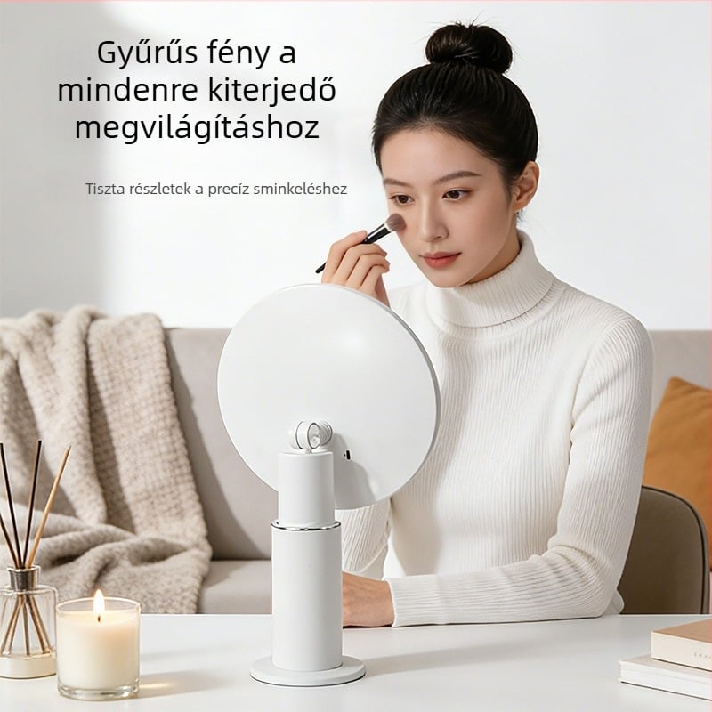 LED világított sminktükör, háromszínű érintéses vezérlés, HD megvilágítás, asztali szépség tükör