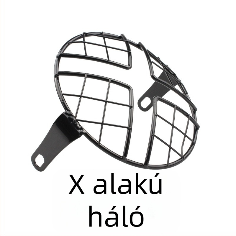 Motorkerékpár elsőfényszóró védőburkolata retro hálóval, függőleges hálóval és X alakú hálóval