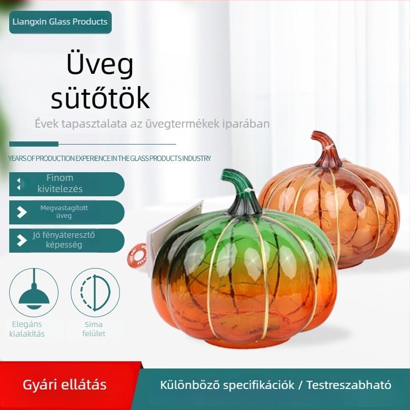 Személyre szabott üveg tök lámpabúra talppal – Halloween dekoráció