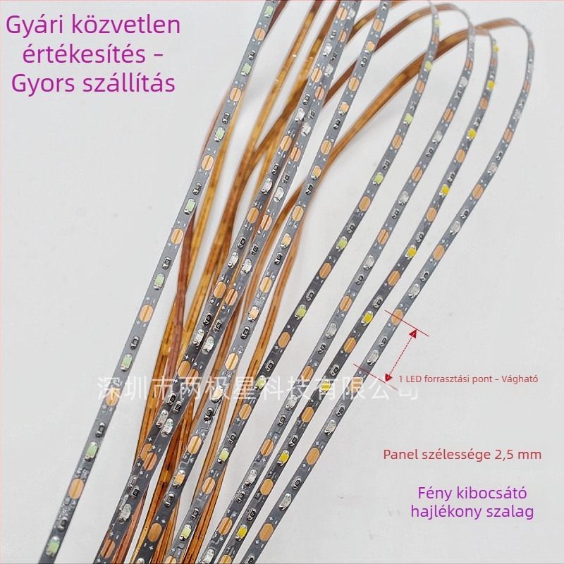 5V 0805 LED-szalag homokasztalos építészeti modellekhez, rugalmas keskeny 2,5 mm-es szalag, vágásra alkalmas és akkumulátor-dobozzal kompatibilis