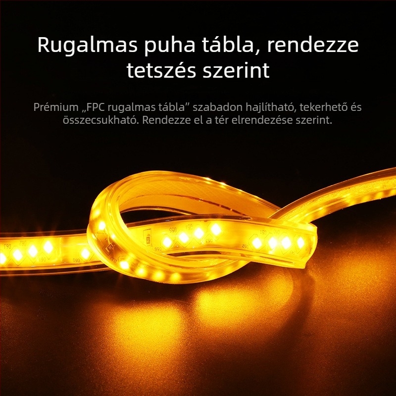 LED-s fénycsík 220V kültéri vízálló, 320 LED-del, öt sor, mérnöki megvilágítás, meleg fehér fény, rendkívül puha
