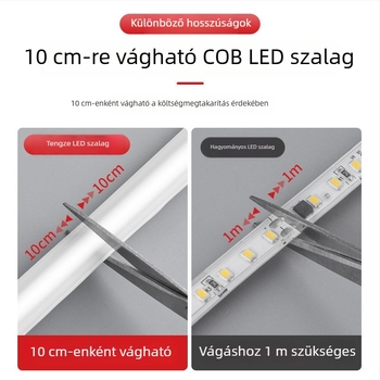 220V COB LED szalag, vízálló, öntapadós mennyezeti hangulatvilágítás, szilikon burkolat, 240 LED