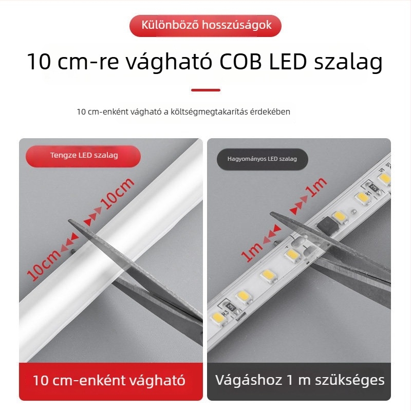 220V COB LED szalag, vízálló, öntapadós mennyezeti hangulatvilágítás, szilikon burkolat, 240 LED