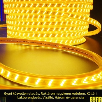 Kültéri vízálló LED-szalag 2835, 220V, 180 LED, 120° fénycsugár, nem dimmelhető