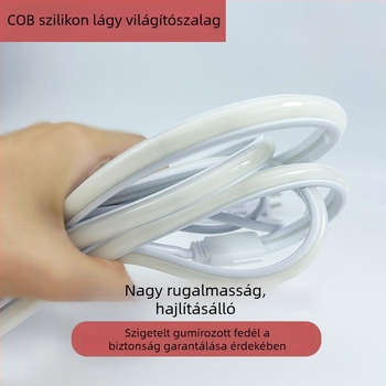 LED COB szalag 220V, rugalmas, öntapadós, kültéri vízálló világítás