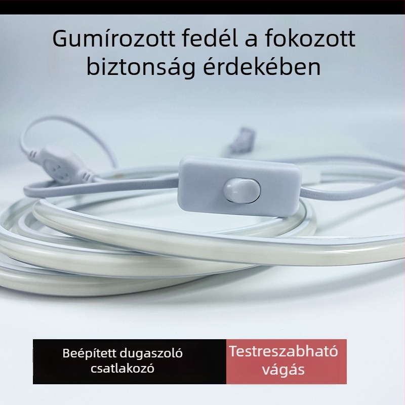 LED COB szalag 220V, rugalmas, öntapadós, kültéri vízálló világítás