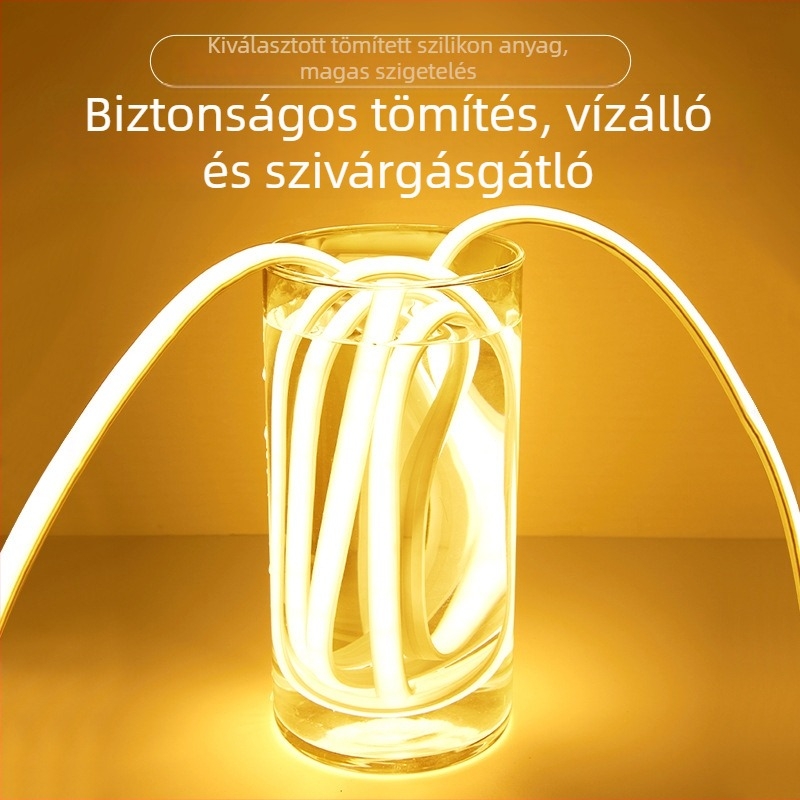 Cob LED szalag, lágy fényű, 220V, öntapadós mennyezeti hangulatvilágítás, kültéri vízálló, rendkívül fényes