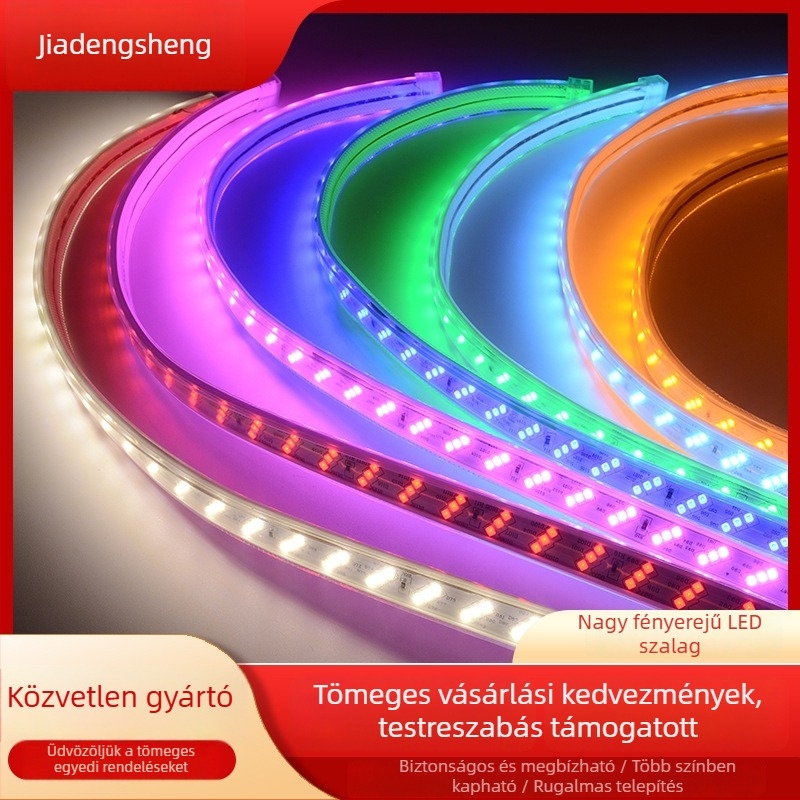 Kültéri LED-szalag 220V, vízálló, három soros 2835 LED-ek, nagy fényerő, 12W, 180 LED, 180° fénysugár