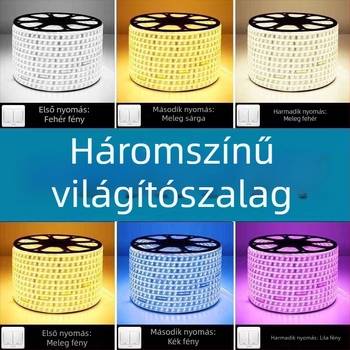 Vízálló LED-szalag 220V RGB, dupla soros, nappali világítás, lágy neonfény