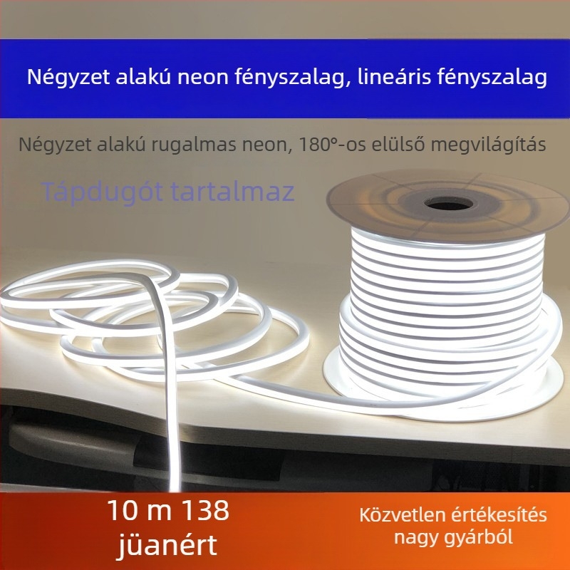 LED rendkívül világos lineáris fény, atmoszra csatorna, négyszögletes, rugalmas, vízálló beépített fénycsík, 220V