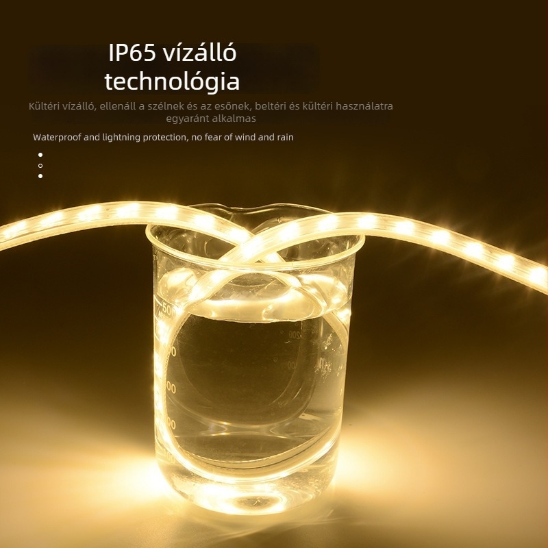 220V Ultra fényes háromsoros LED-szalag 2835 LED-ekkel, 180 LED-del, IP67 vízálló beltéri és kültéri világításhoz