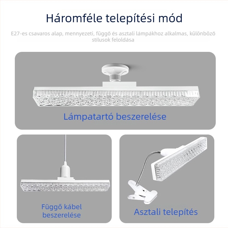 Hosszú kristálycsíkos LED lámpa E27-es foglalattal, szemvédő, energiatakarékos, otthoni világítás a nappaliba és a hálószobába, integrált dizájn