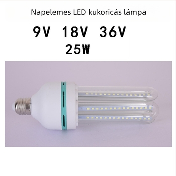 25W napelemes LED kukorica lámpa 9V/18V/36V bemenethez, kerthez és utcai világításhoz