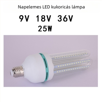 25W napelemes LED kukorica lámpa 9V/18V/36V bemenethez, kerthez és utcai világításhoz